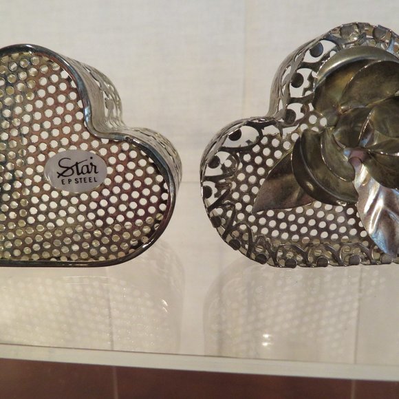 Vintage EP Steel Heart Shape Trinket Box (64J) - Picture 4 of 4